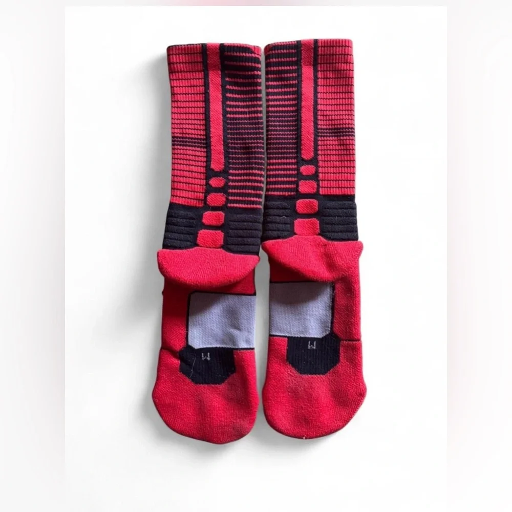 Nike Youth Hyperelite Basketball Crew Socks Red Black Size Medium
